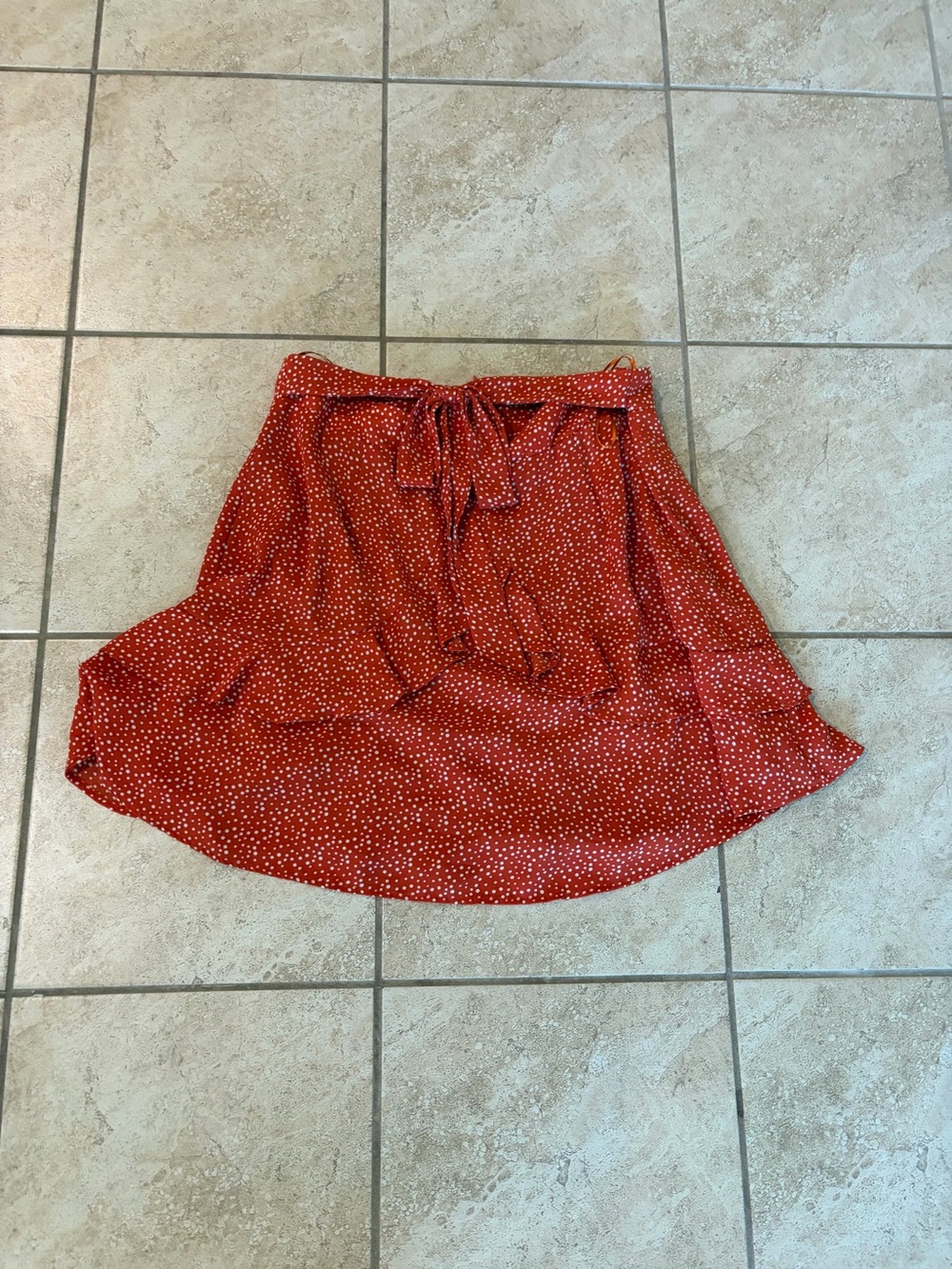 Orange Polka Dot Tie-Waist Skirt - Women's